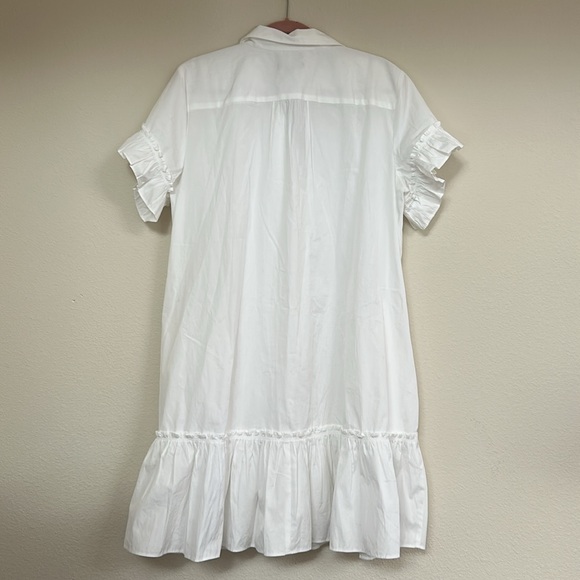 J. Crew - Amelia Crisp White Ruffled Hemline Button Down Midi Shirt-Dress - Picture 4 of 9